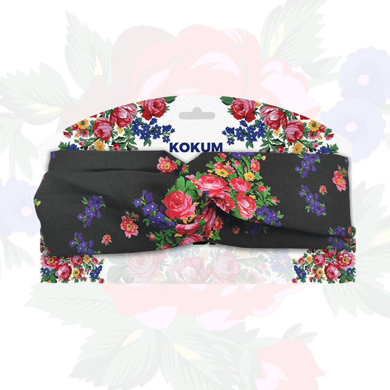 Banda para el cabello con turbante de arte floral Kokum