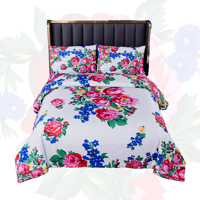 Floral Art 4 Pcs Sheet and Duvet Cover Set