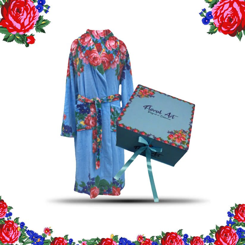 Kokum Floral Digital Print Bathrobe for Woman