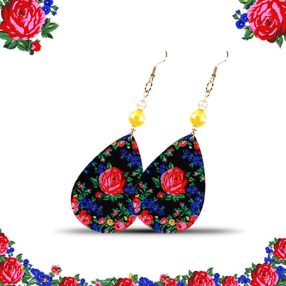 Boucle d'oreille d'art floral Kokum - Forme ovale