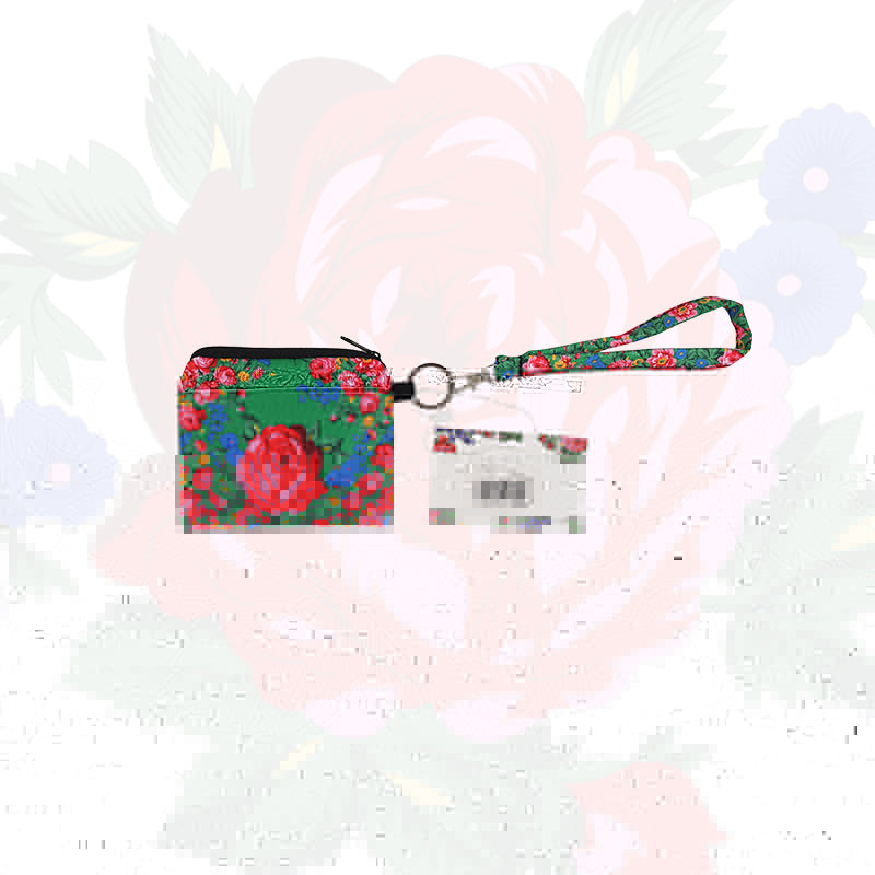 Floral Art Coin Bag with Wristlet