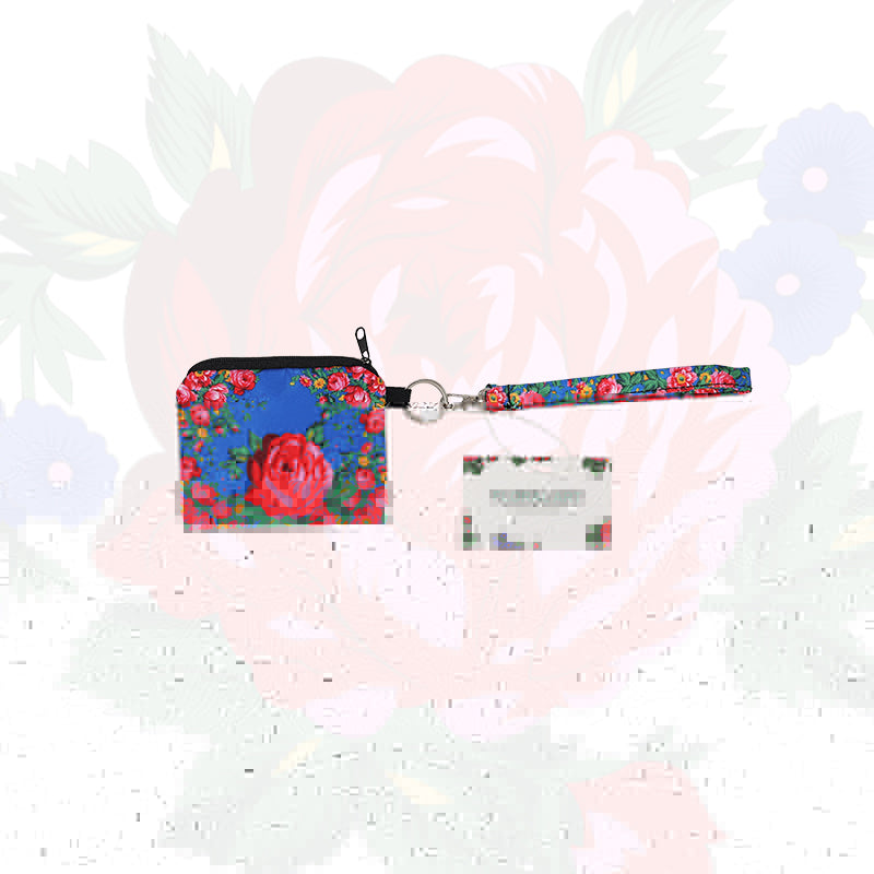 Floral Art Coin Bag with Wristlet