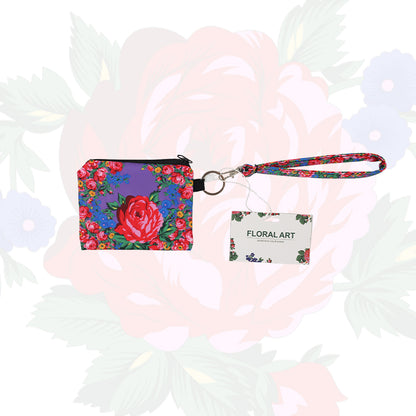 Floral Art Coin Bag with Wristlet