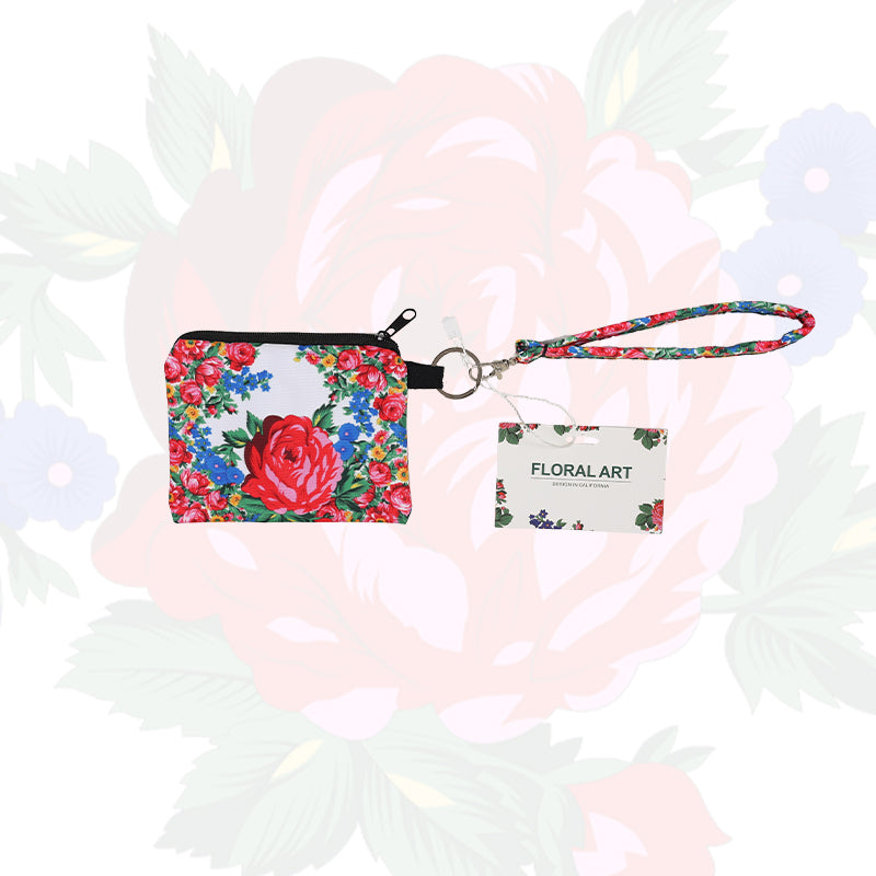 Floral Art Coin Bag with Wristlet