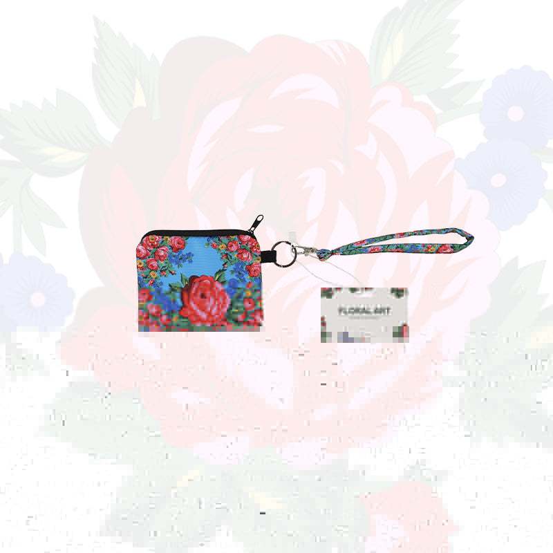 Floral Art Coin Bag with Wristlet