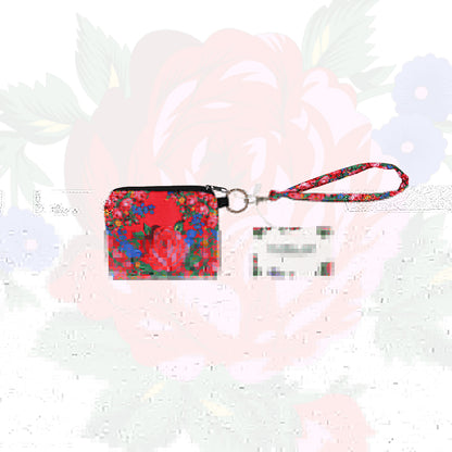 Floral Art Coin Bag with Wristlet