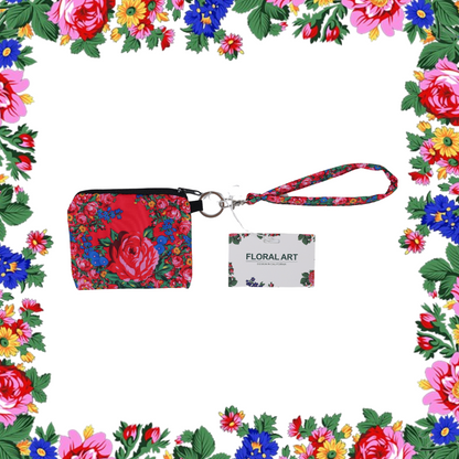 Floral Art Coin Bag with Wristlet