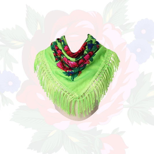 Fringed Non-Metallic Kokum Floral Scarf