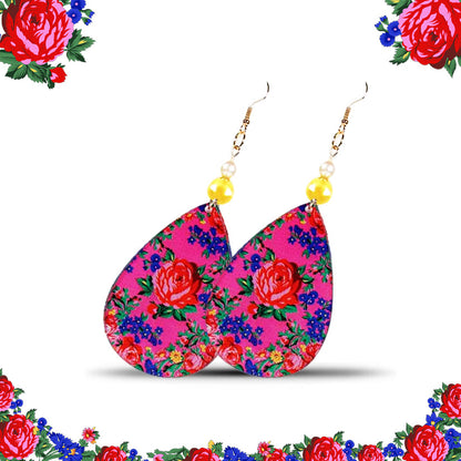 Boucle d'oreille d'art floral Kokum - Forme ovale