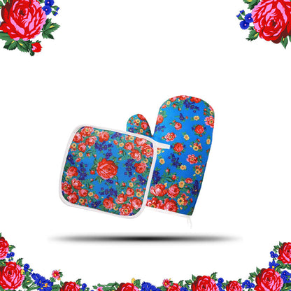 Kokum Floral Oven Mit and Pot Holder Set