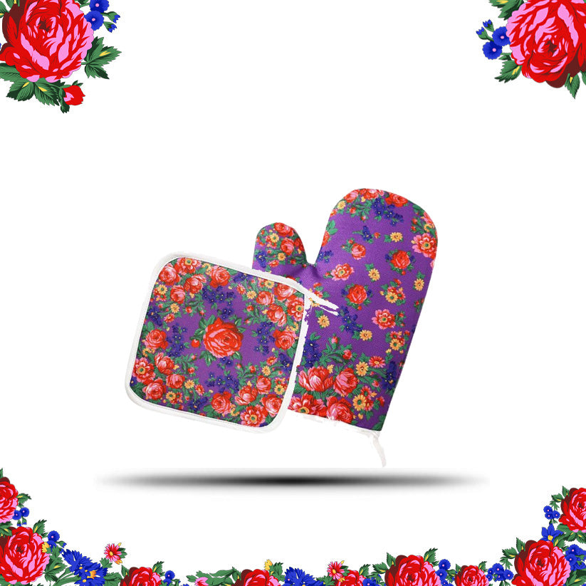 Kokum Floral Oven Mit and Pot Holder Set