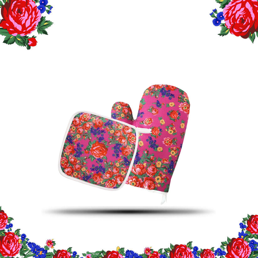 Kokum Floral Oven Mit and Pot Holder Set