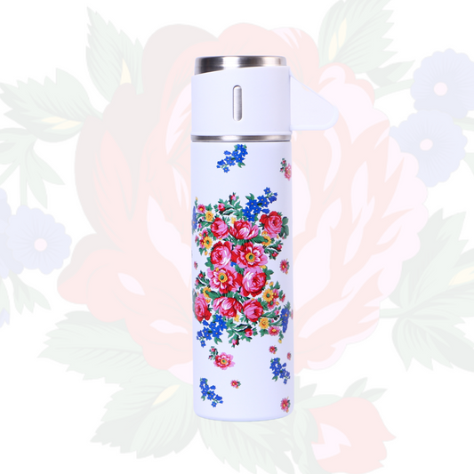 17 Oz Kokum Floral Vacuum Flask with Carry Handle