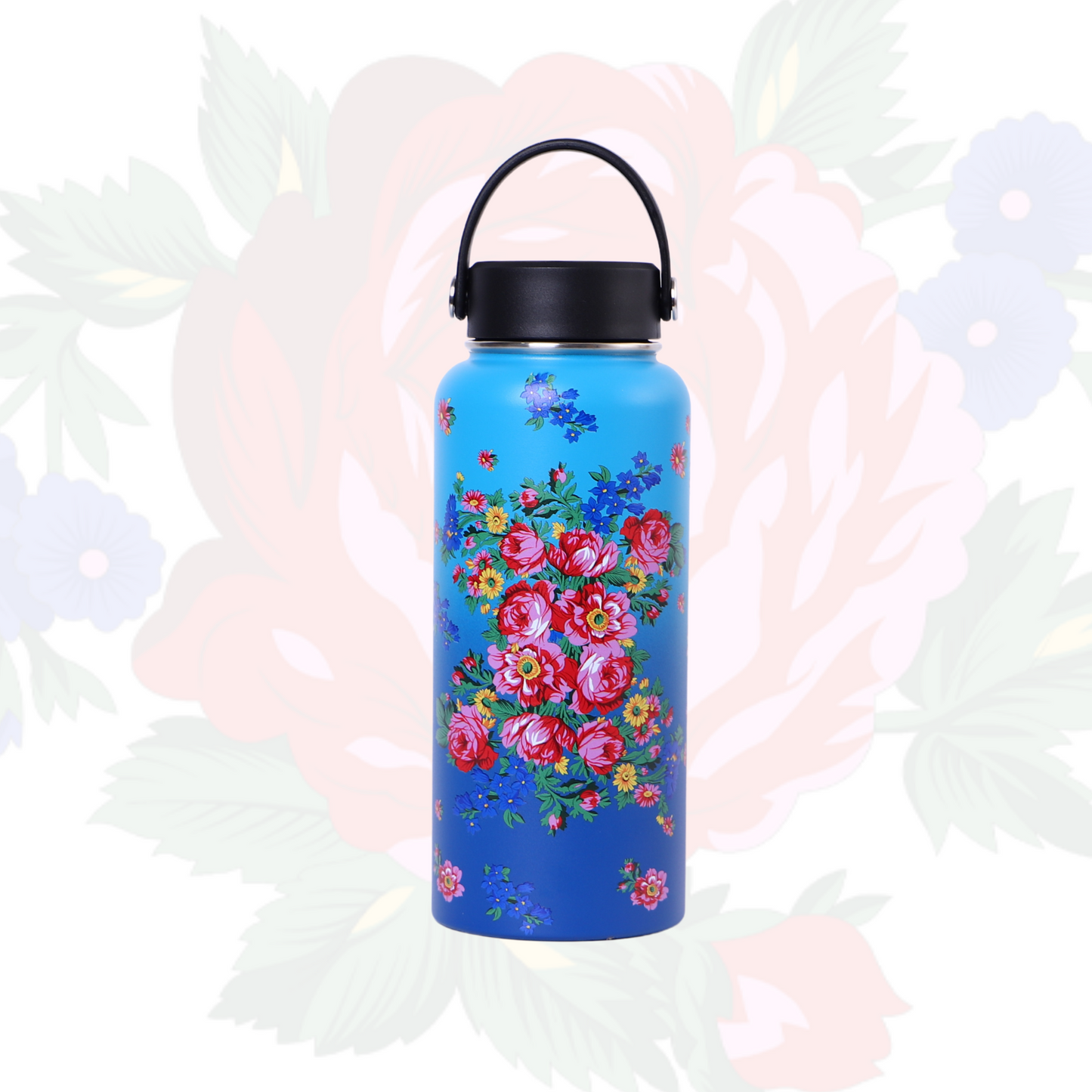 32 Oz Kokum Floral Vacuum Bottle with Insulated Cup Carry Handle