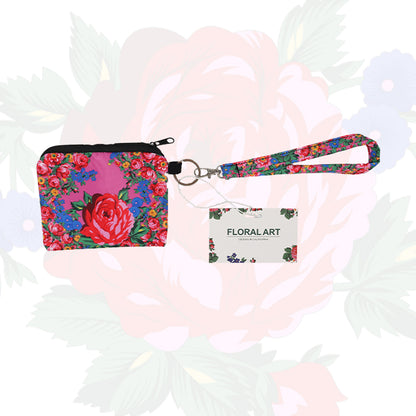 Floral Art Coin Bag with Wristlet