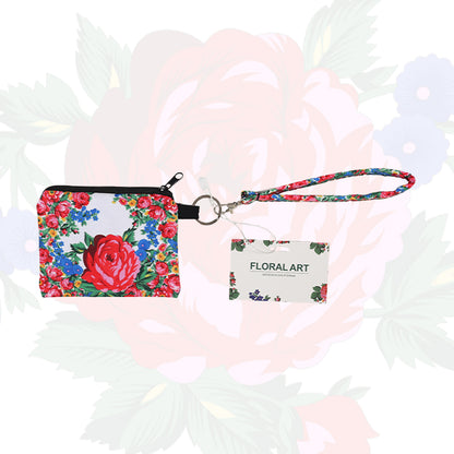 Floral Art Coin Bag with Wristlet