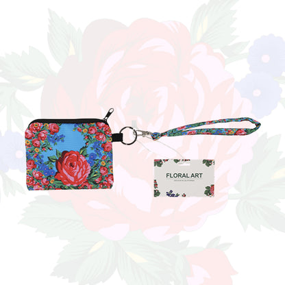 Floral Art Coin Bag with Wristlet