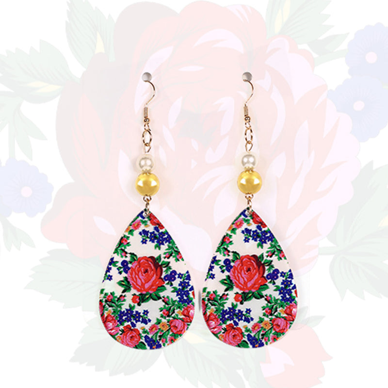 Boucle d'oreille d'art floral Kokum - Forme ovale