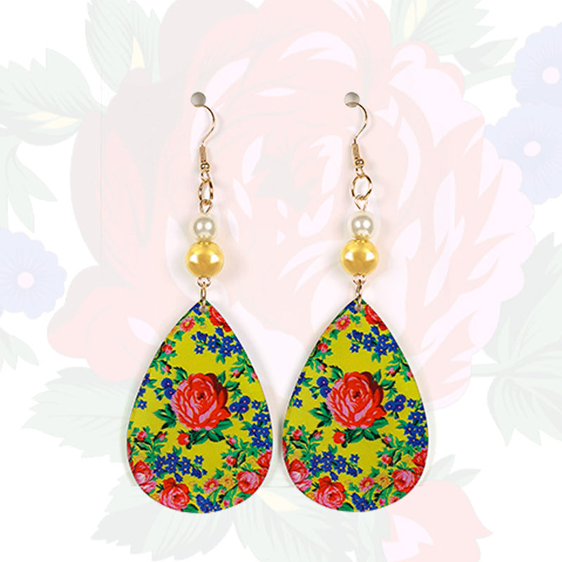 Boucle d'oreille d'art floral Kokum - Forme ovale