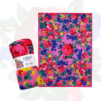 Kokum Floral Art Silk Touch Reversible Fleece Throw Blanket