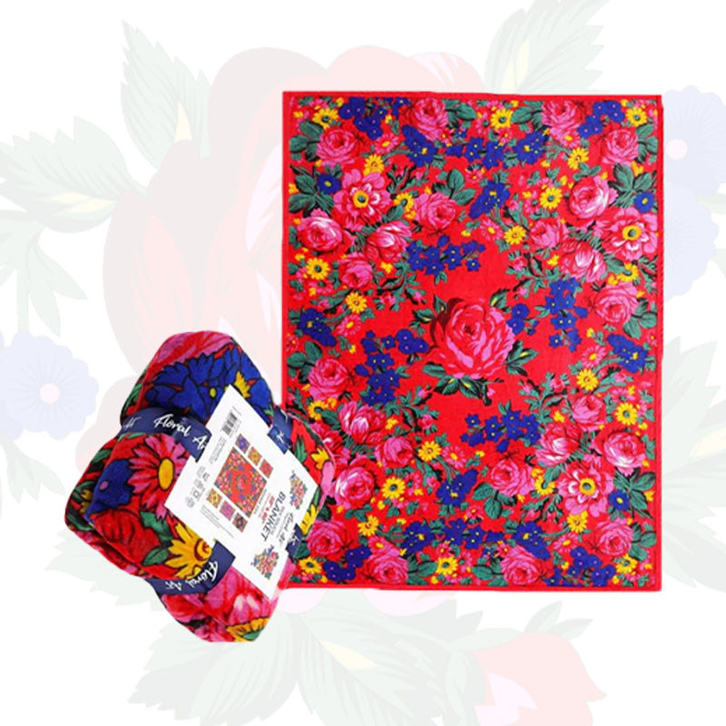 Kokum Floral Art Silk Touch Reversible Fleece Throw Blanket