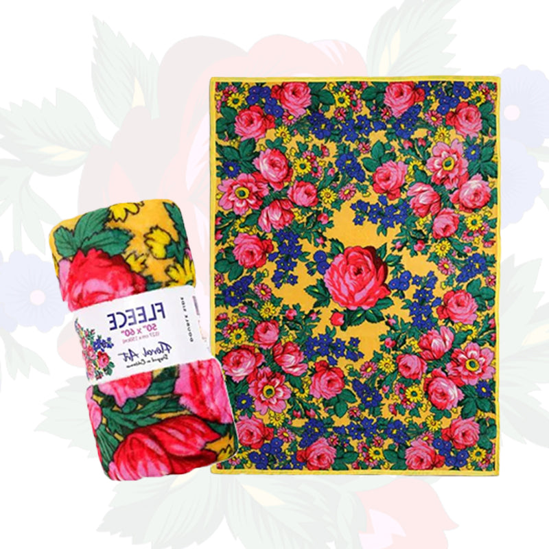 Kokum Floral Art Silk Touch Reversible Fleece Throw Blanket