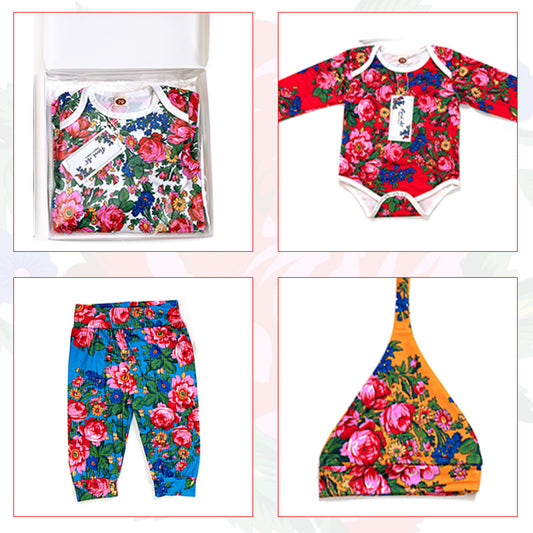 Kokum Floral Art Baby Onesie Set