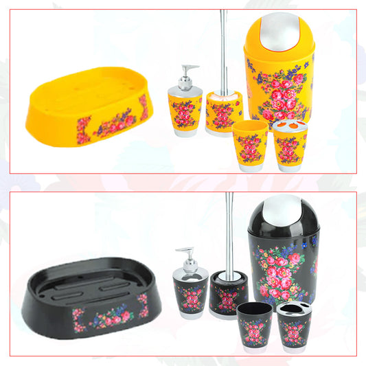 Kokum Floral Art 6 Pcs Bathroom Accessories Set