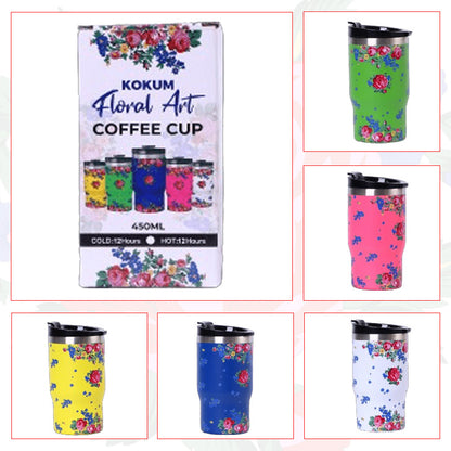 14 Oz Kokum Floral Vacuum Travel Mug