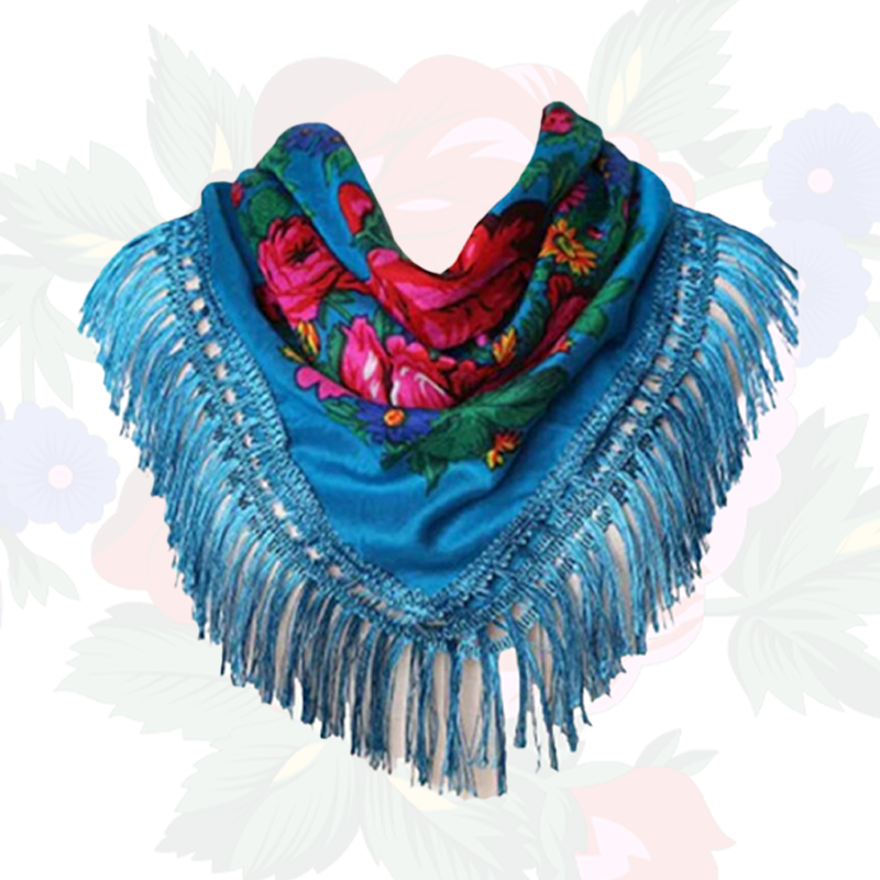 Fringed Metallic Kokum Floral Scarf