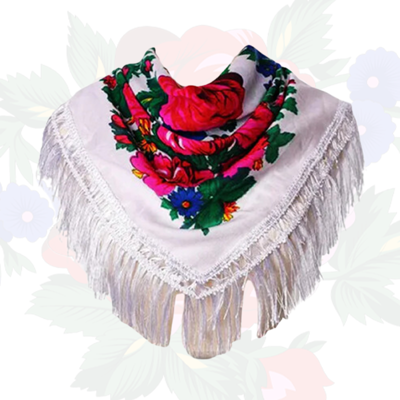 Fringed Metallic Kokum Floral Scarf