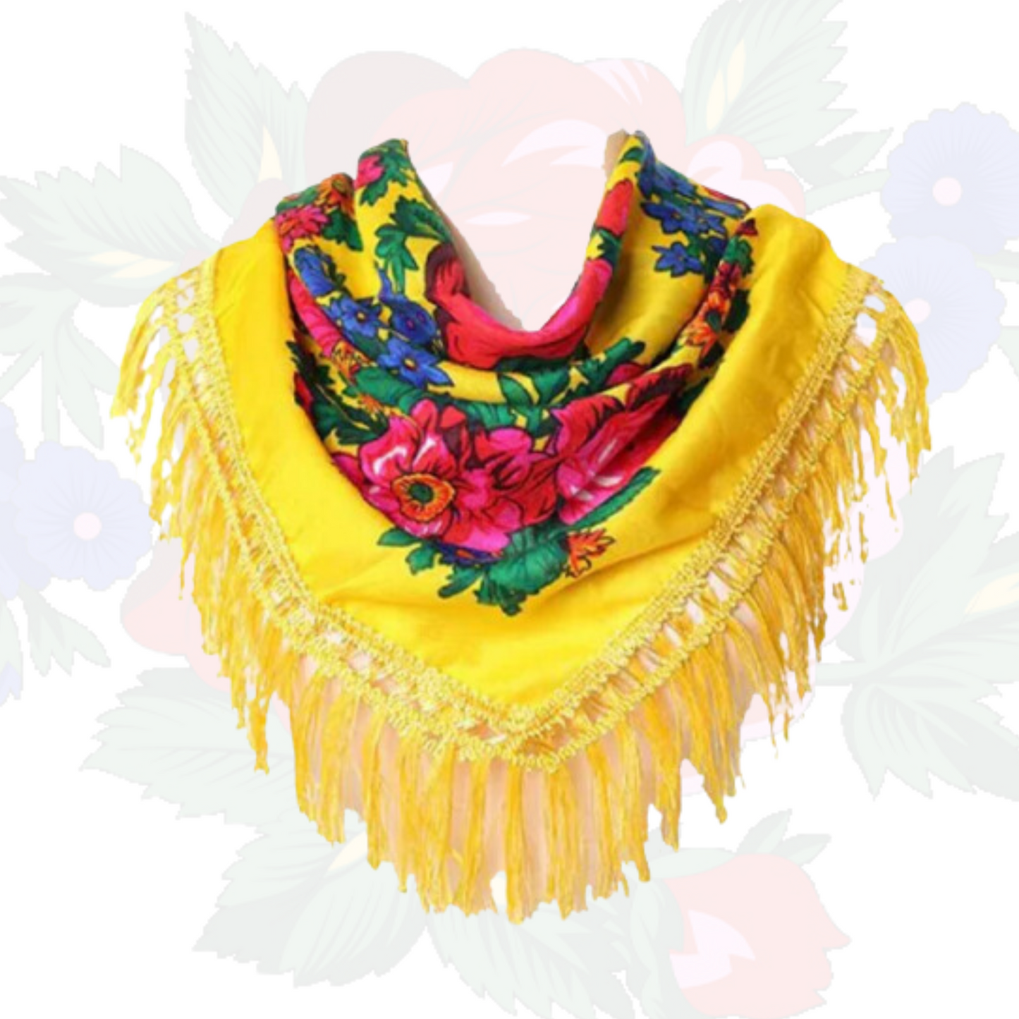 Fringed Metallic Kokum Floral Scarf