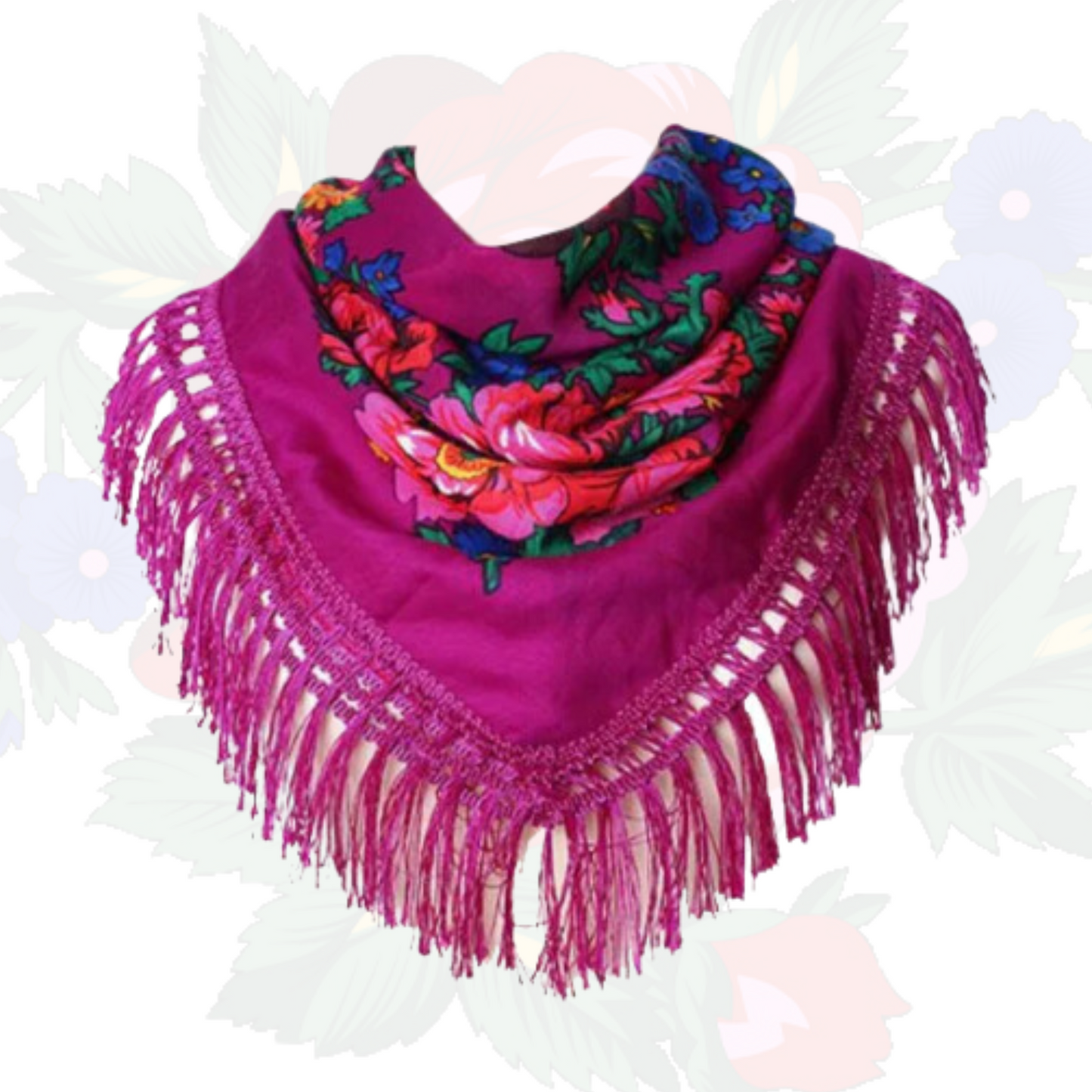 Fringed Metallic Kokum Floral Scarf