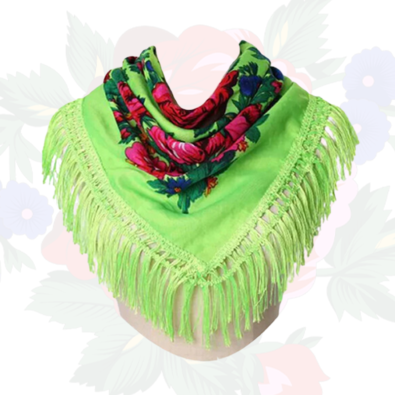 Fringed Metallic Kokum Floral Scarf