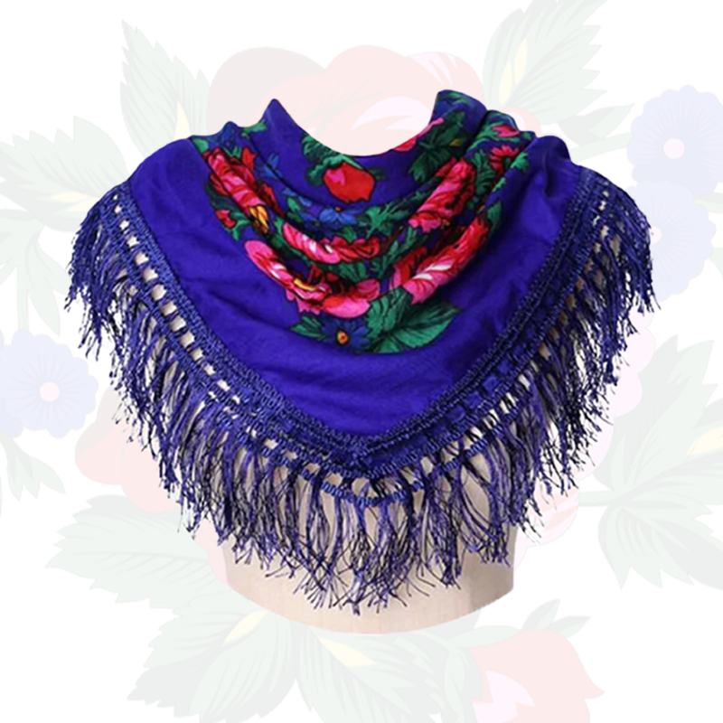 Fringed Non-Metallic Kokum Floral Scarf