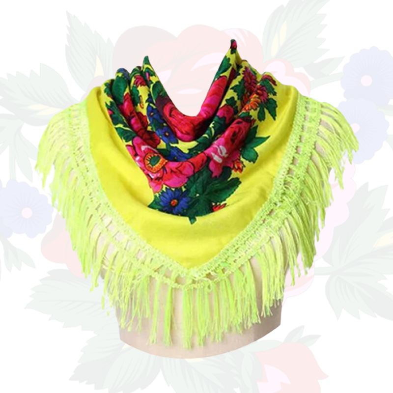 Fringed Non-Metallic Kokum Floral Scarf