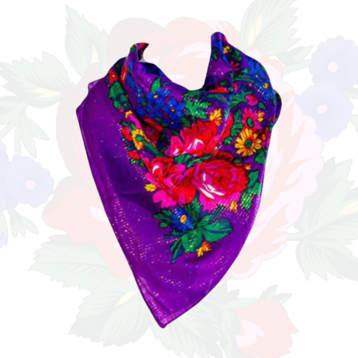 Metallic Kokum Floral Scarf