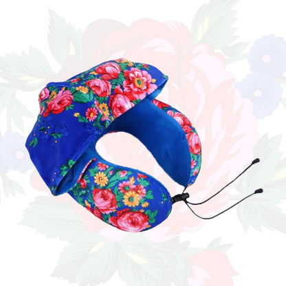 Kokum Floral Art Travel Pillow with Hood