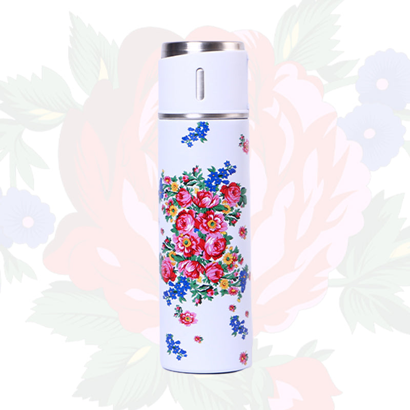 17 Oz Kokum Floral Vacuum Flask with Carry Handle